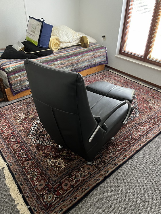 Image 1 of Sitting Vision Leather Recliner With Footstool