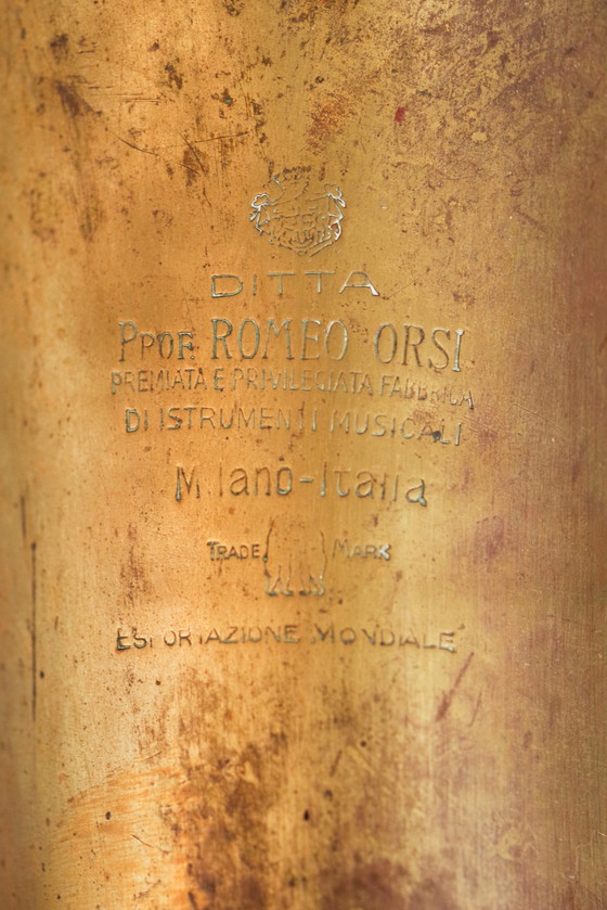 Image 1 of Vintage Set Of Three 1940S Copper Trumpets - Antique Musical Instrument Collection