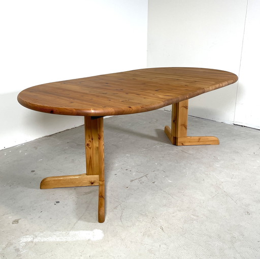 Extendable Pine Dining Table In Danish Style