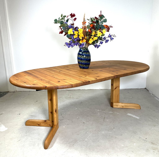 Extendable Pine Dining Table In Danish Style