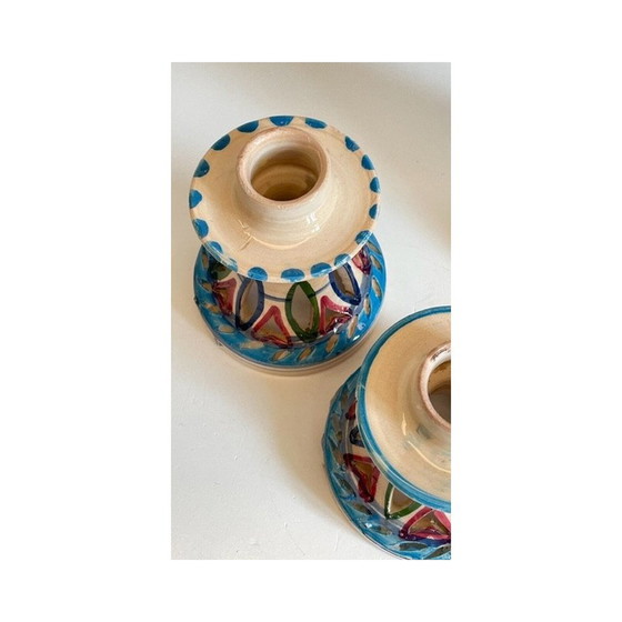 Image 1 of Set of 3 vintage ceramic and stoneware candlestick