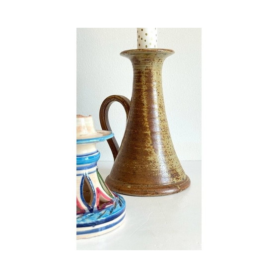 Image 1 of Set of 3 vintage ceramic and stoneware candlestick