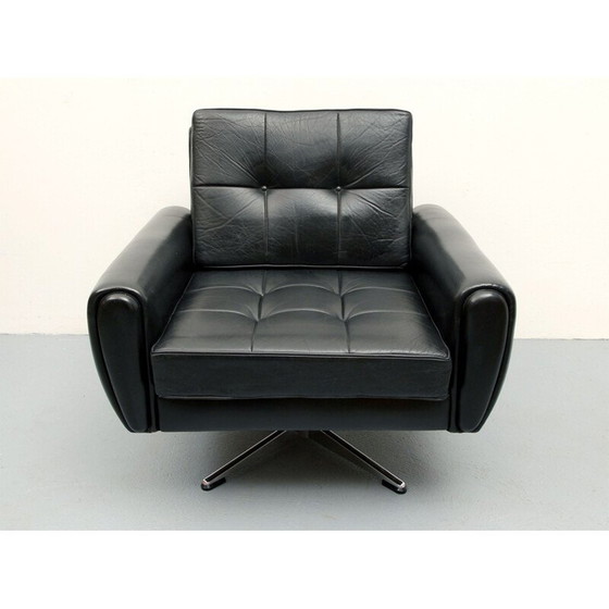 Image 1 of Vintage swivel leather armchair, 1960s