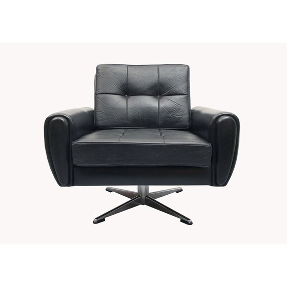 Image 1 of Vintage swivel leather armchair, 1960s
