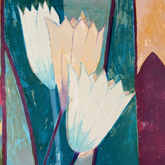 Image 1 of Screenprint Fenneke Van Der Elst - Three Lilies