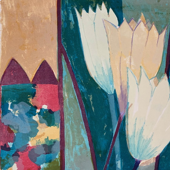 Image 1 of Screenprint Fenneke Van Der Elst - Three Lilies