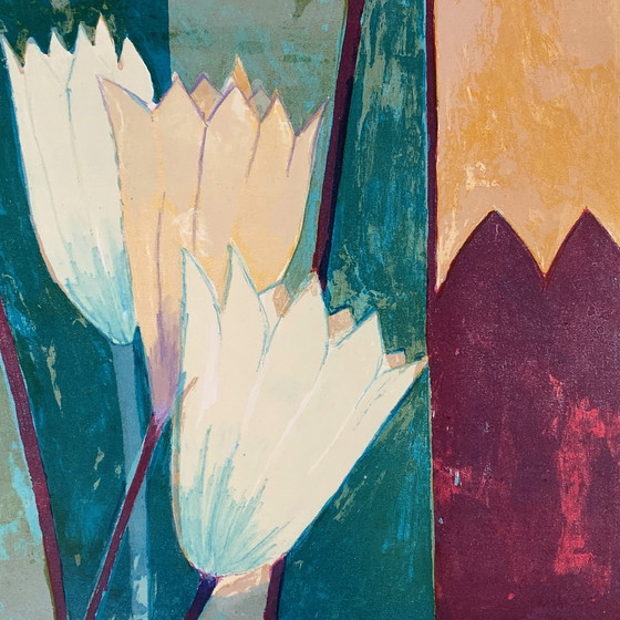 Image 1 of Screenprint Fenneke Van Der Elst - Three Lilies