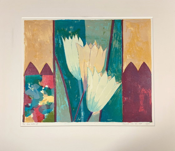 Image 1 of Screenprint Fenneke Van Der Elst - Three Lilies