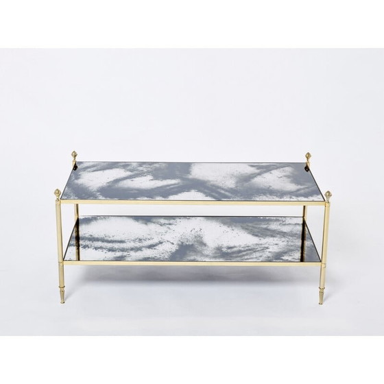 Image 1 of Vintage coffee table in brass, chrome and mirror by Jansen, 1970
