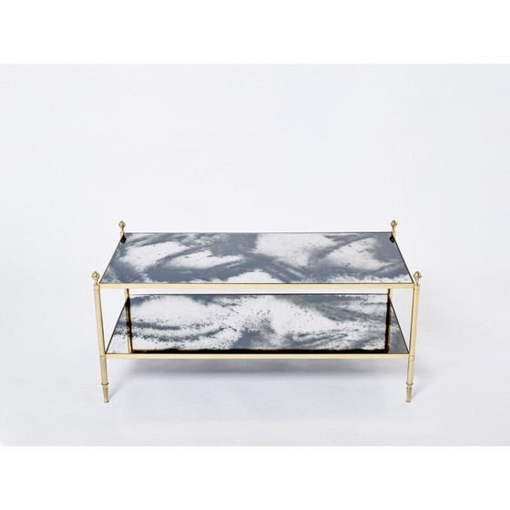 Image 1 of Vintage coffee table in brass, chrome and mirror by Jansen, 1970