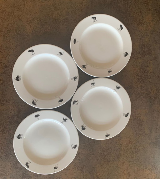 4X Ostrich Dinner Plates