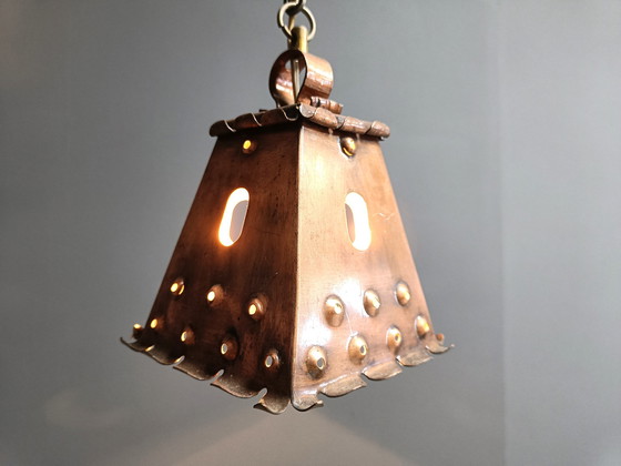 Image 1 of Vintage Copper Brutalist Pendant Light, 1970S