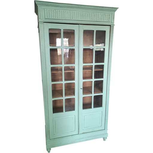 Libreria vintage Napoleone III in patina verde