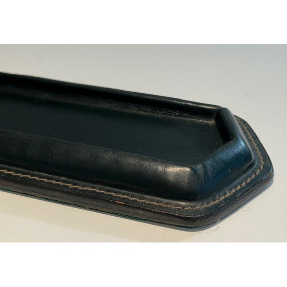 Image 1 of Vintage cellar quilted leather pen holder, France 1950