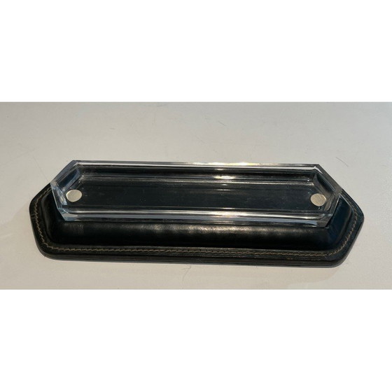 Image 1 of Vintage cellar quilted leather pen holder, France 1950