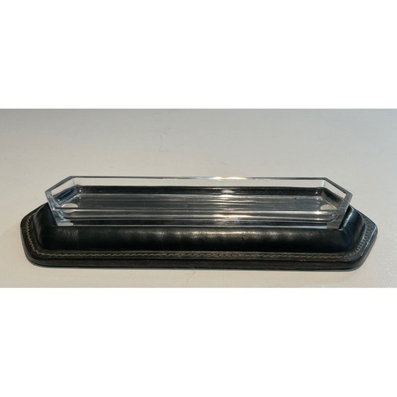 Image 1 of Vintage cellar quilted leather pen holder, France 1950