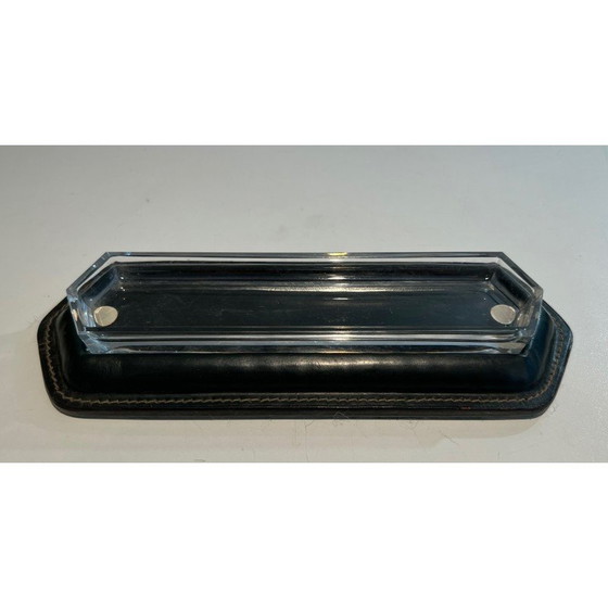 Image 1 of Vintage cellar quilted leather pen holder, France 1950