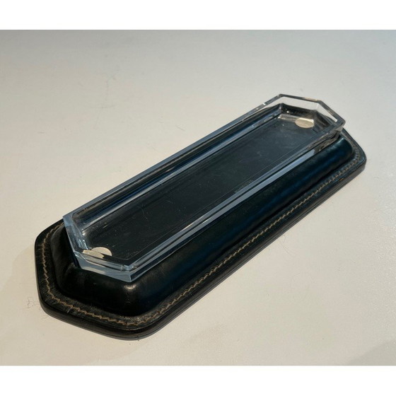 Image 1 of Vintage cellar quilted leather pen holder, France 1950