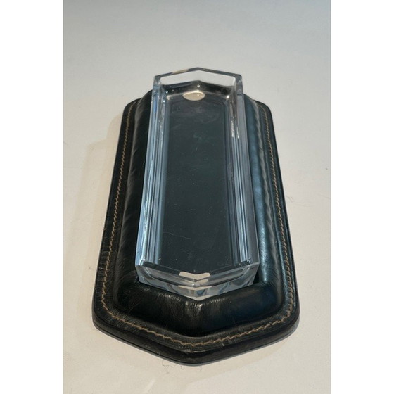 Image 1 of Vintage cellar quilted leather pen holder, France 1950
