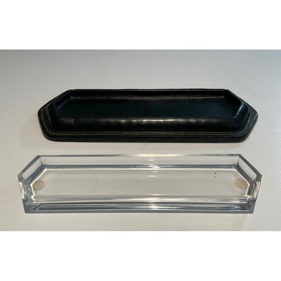 Image 1 of Vintage cellar quilted leather pen holder, France 1950