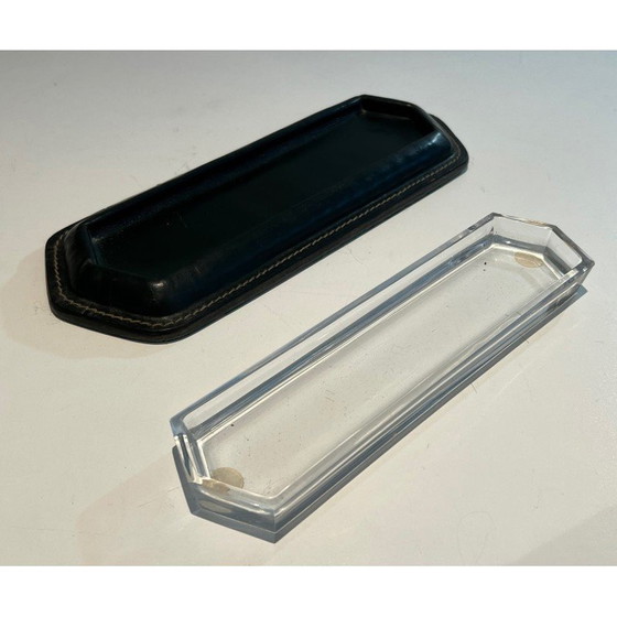 Image 1 of Vintage cellar quilted leather pen holder, France 1950