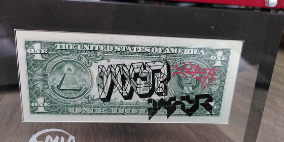 Image 1 of "1D-Wxyz-8" By Wxyz Painting On Dollar Bill