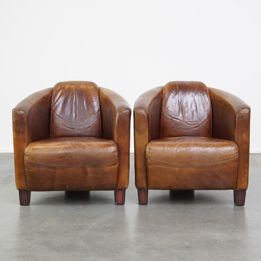 2 X Beef Leather Design Armchair/ Armchair