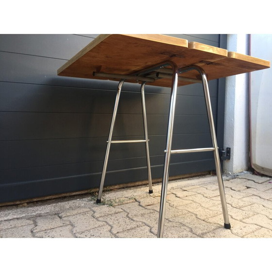 Image 1 of Vintage folding side table in Formica and chromed metal, 1970