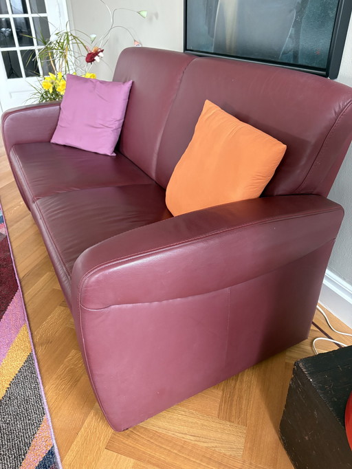 Dark Red Leather Bench