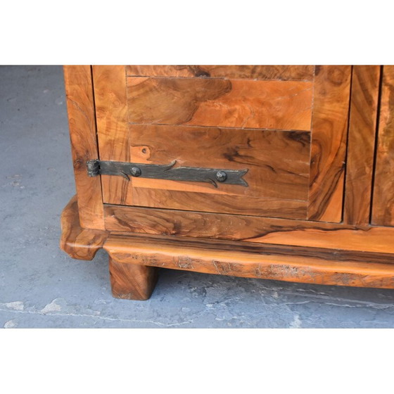 Image 1 of Vintage wardrobe Brutaliste free form in olive tree 1970