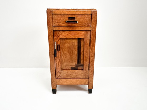 Image 1 of Comodino Art Déco vintage | Comodino con piano in marmo | Scuola di Amsterdam