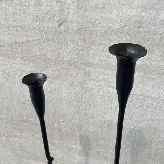 Image 1 of Tall wrought iron brutalist candlesticks