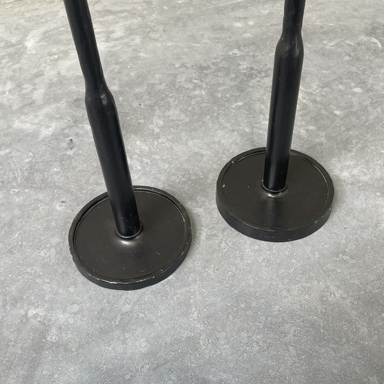 Image 1 of Tall wrought iron brutalist candlesticks