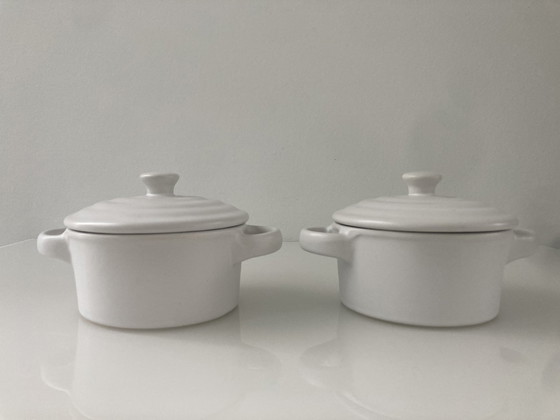 Image 1 of Juego de dos ollas Crocq de porcelana blanca mate, marca Olympia