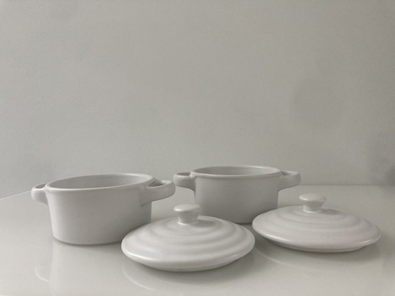 Image 1 of Juego de dos ollas Crocq de porcelana blanca mate, marca Olympia