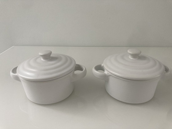 Image 1 of Juego de dos ollas Crocq de porcelana blanca mate, marca Olympia