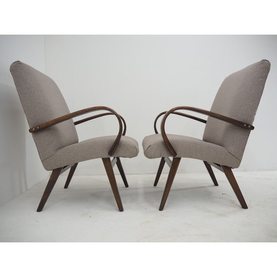 Image 1 of Pair of vintage beechwood armchairs from TonThonet, Czechoslovakia 1960
