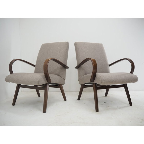 Image 1 of Pair of vintage beechwood armchairs from TonThonet, Czechoslovakia 1960