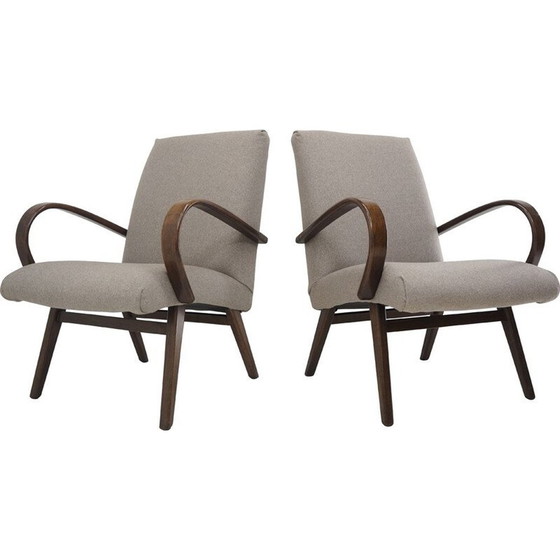 Image 1 of Pair of vintage beechwood armchairs from TonThonet, Czechoslovakia 1960