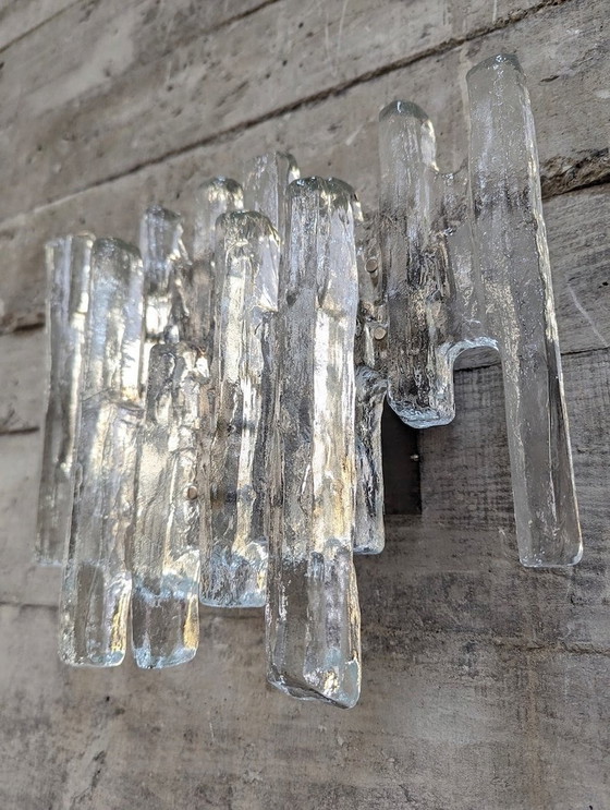 Image 1 of 2X Ice Crystal Sconces By Kalmar 1970S