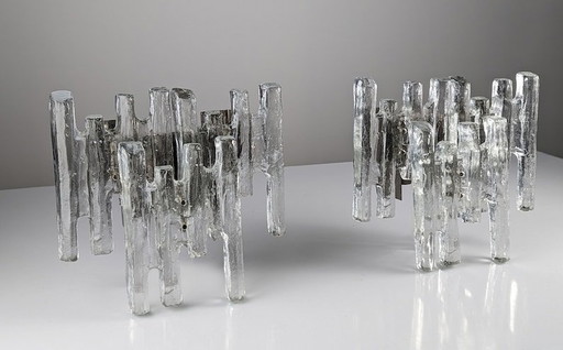 2X Ice Crystal Sconces By Kalmar 1970S