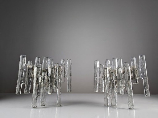 2X Ice Crystal Sconces By Kalmar 1970S