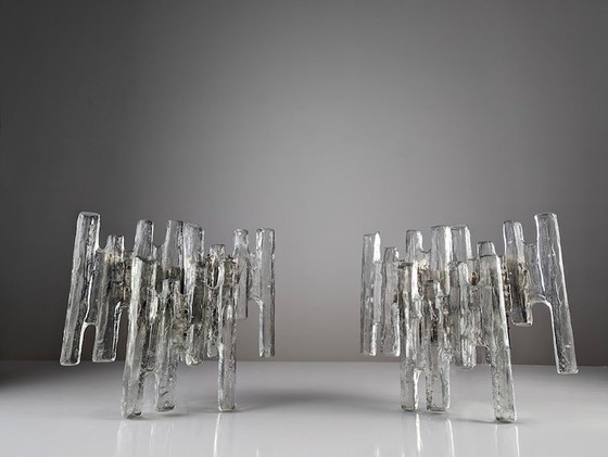 Image 1 of 2X Ice Crystal Sconces By Kalmar 1970S