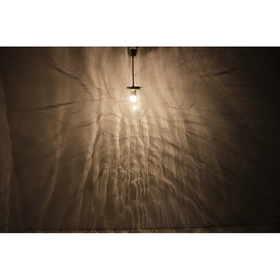 Image 1 of Vintage glass and metal pendant lamp, Czechoslovakia 1970s