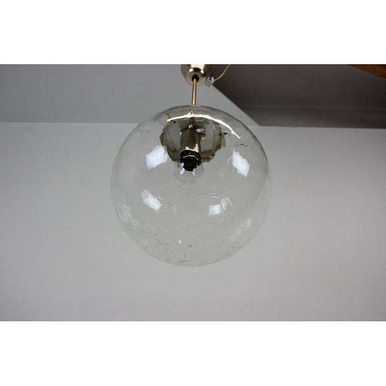 Image 1 of Vintage glass and metal pendant lamp, Czechoslovakia 1970s