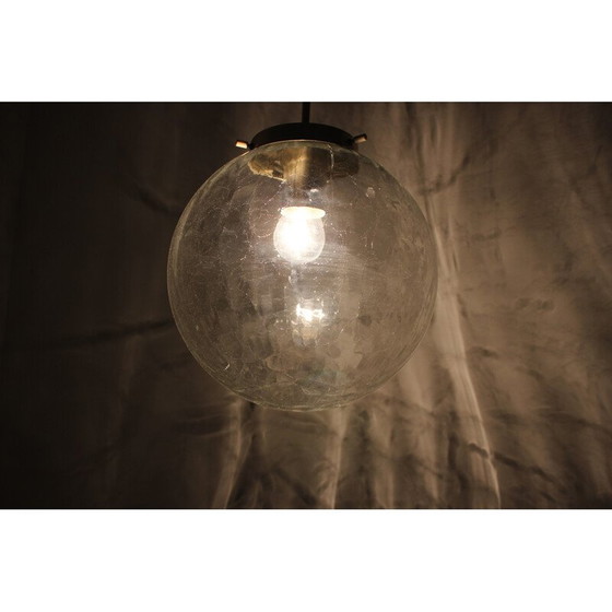 Image 1 of Vintage glass and metal pendant lamp, Czechoslovakia 1970s