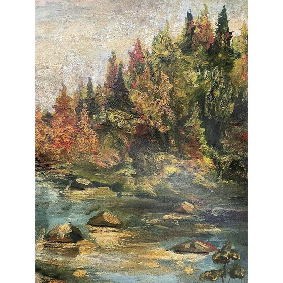 Image 1 of Oil on vintage panel by Jean Pierre Levet