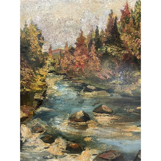 Image 1 of Oil on vintage panel by Jean Pierre Levet