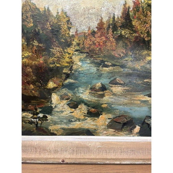 Image 1 of Oil on vintage panel by Jean Pierre Levet