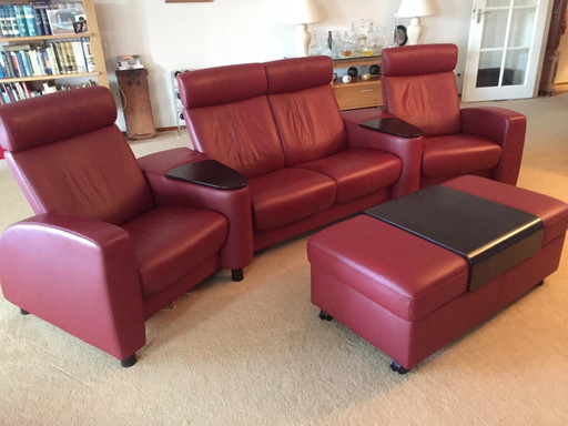 Stressless 4-Seater Home Cinema Seating Area Red Leather